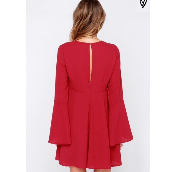Lulu’s Best of My Love Red Bell Sleeve Dress - Picture 3 of 5